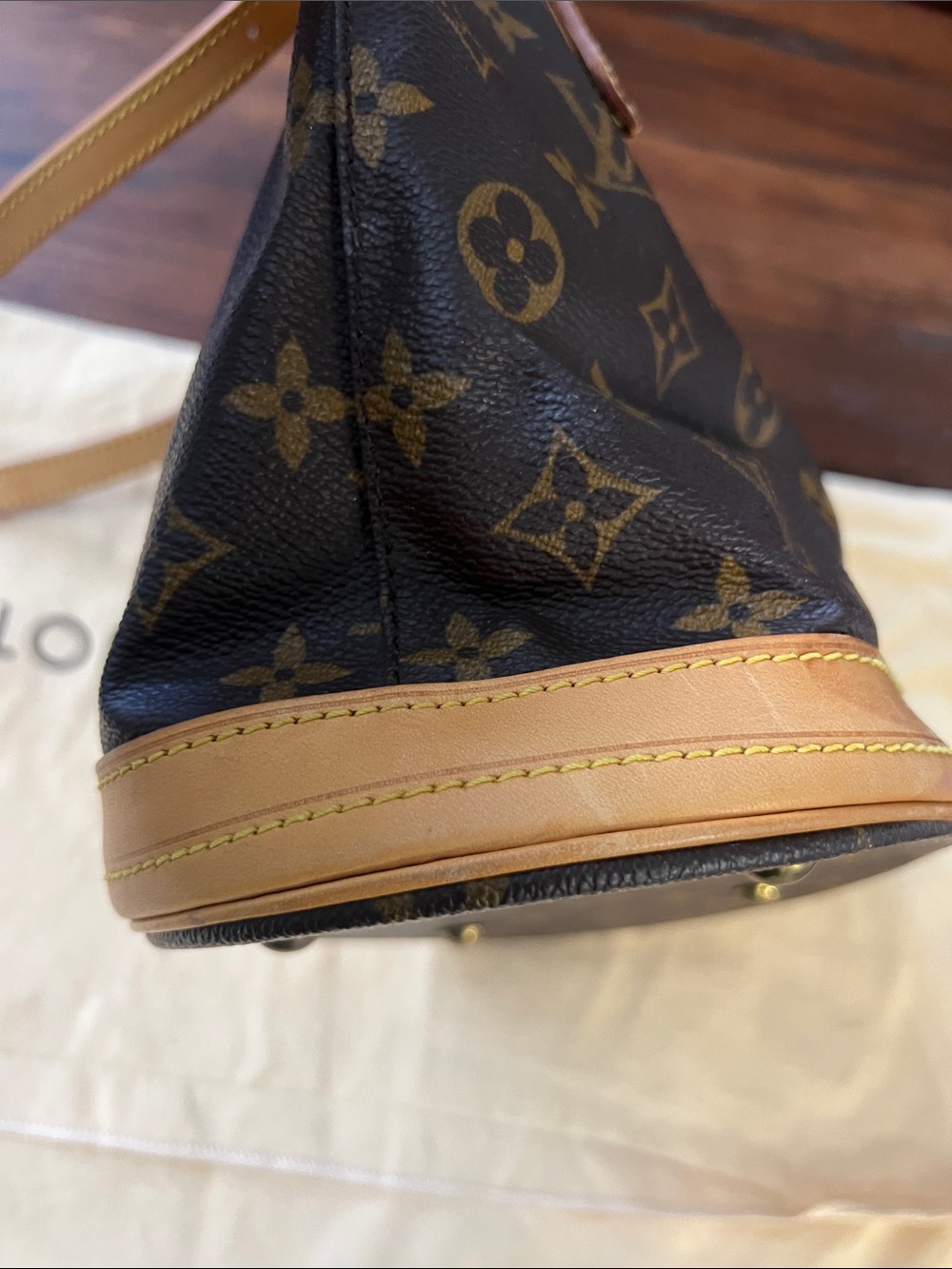 Louis Vuitton Monogram Canvas Bucket Tote in Brown and Tan Leather - Picture 4 of 12